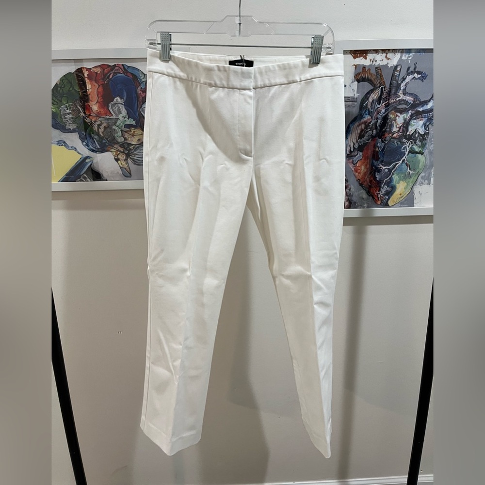 Theory White Cropped Dress Trousers